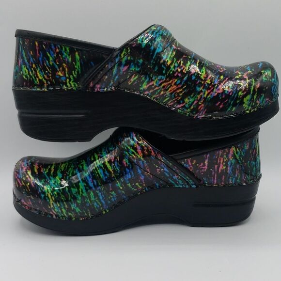 Dansko Women's 36 Neon Rainbow & Black Professional Clog - Picture 1 of 15
